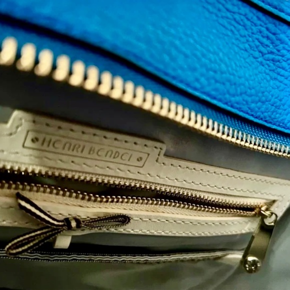 HENRI BENDEL Blue Leather Rivington Convertible Shoulder Bag, Clutch, Crossbody - Picture 8 of 11